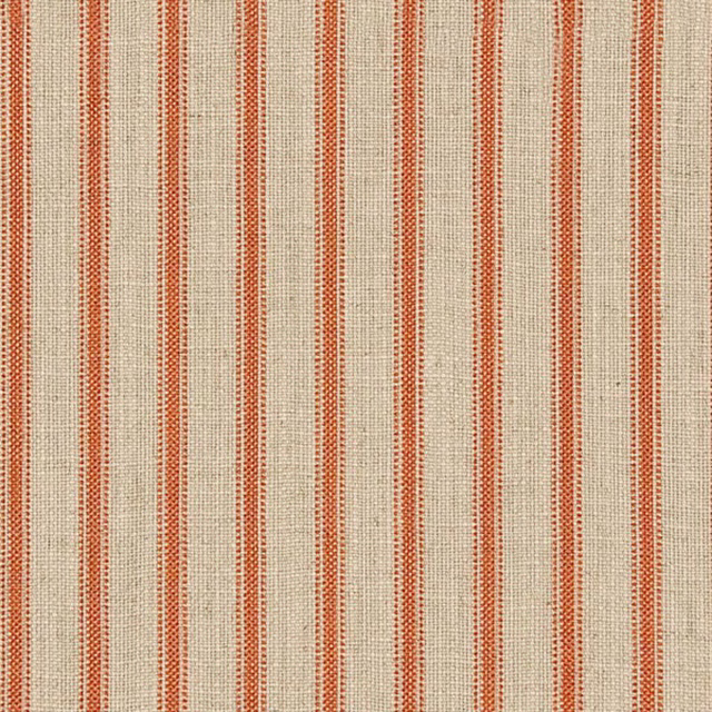 Warm cream woven textile with narrow terracotta vertical stripes and subtle horizontal texture