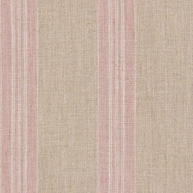 Warm beige woven fabric with fine vertical blush-pink stripes and tactile texture