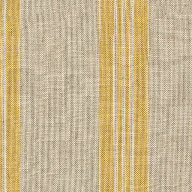 Warm buttercup yellow and oatmeal vertical stripes in a finely textured woven fabric
