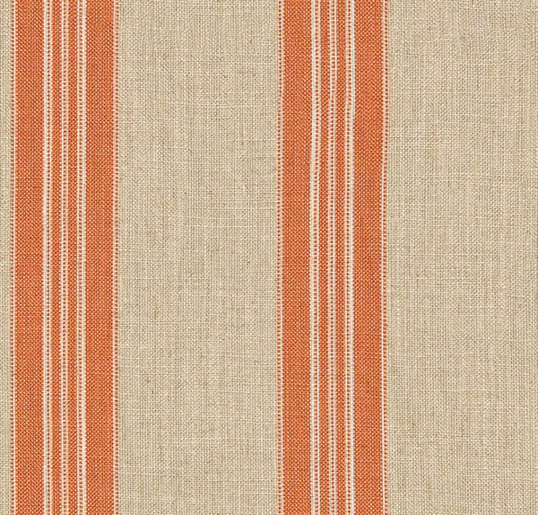 Warm clementine and beige woven stripe with fine white accent lines