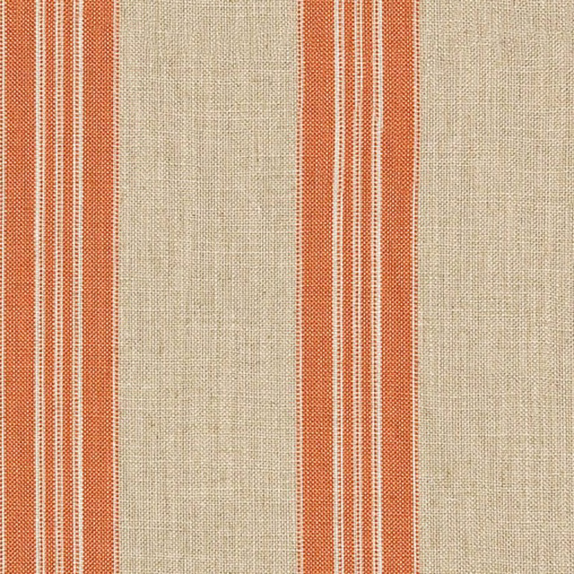 Warm clementine and beige woven stripe with fine white accent lines