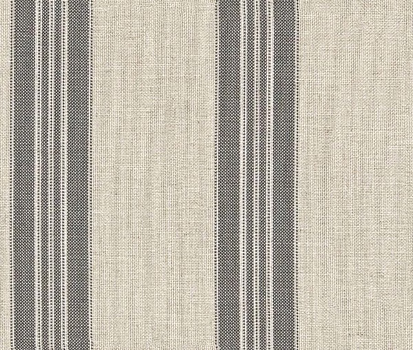 Charcoal and oatmeal vertical stripe fabric with a fine woven texture