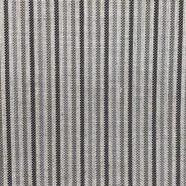 Charcoal and ivory-grey woven fabric with closely spaced vertical stripes