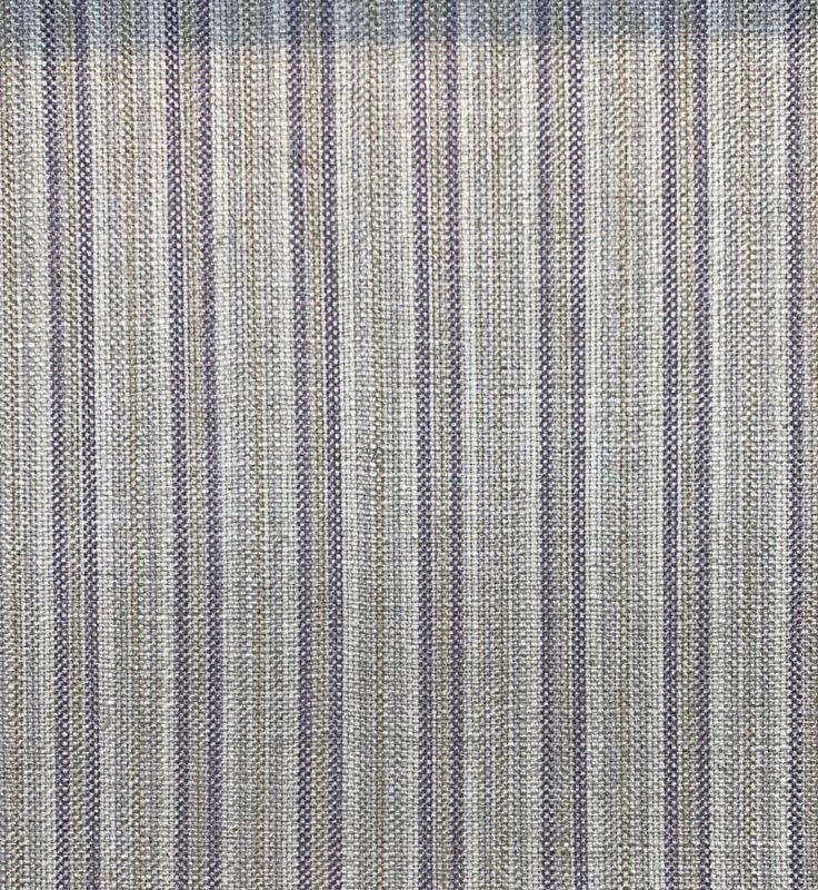 Cool taupe woven fabric with narrow vertical sloe-purple and grey stripes