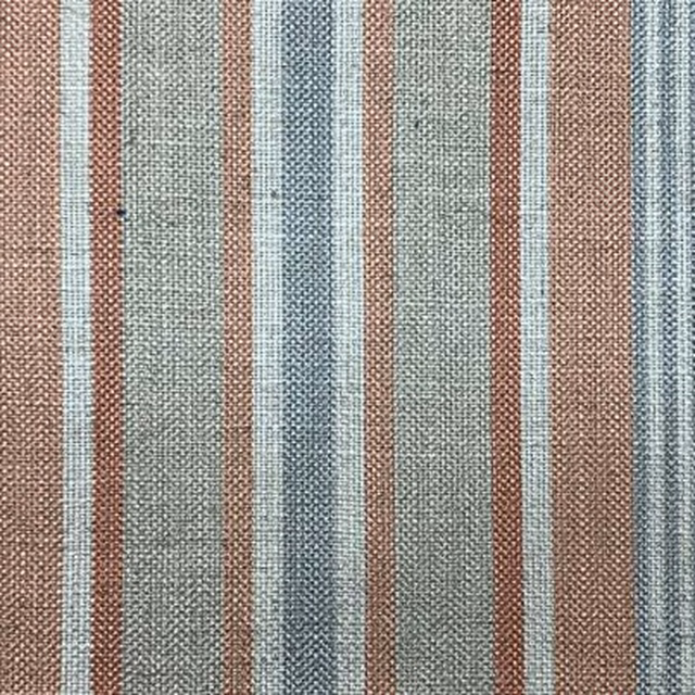 Textured vertical stripes in pumpkin rust, blue-grey and pale ivory