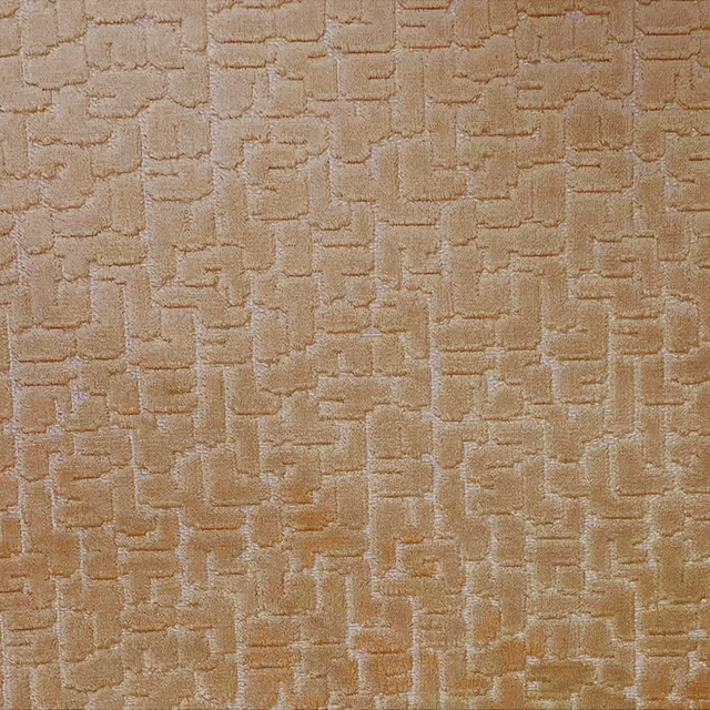 Warm bronze taupe fabric with raised irregular rectangular block texture