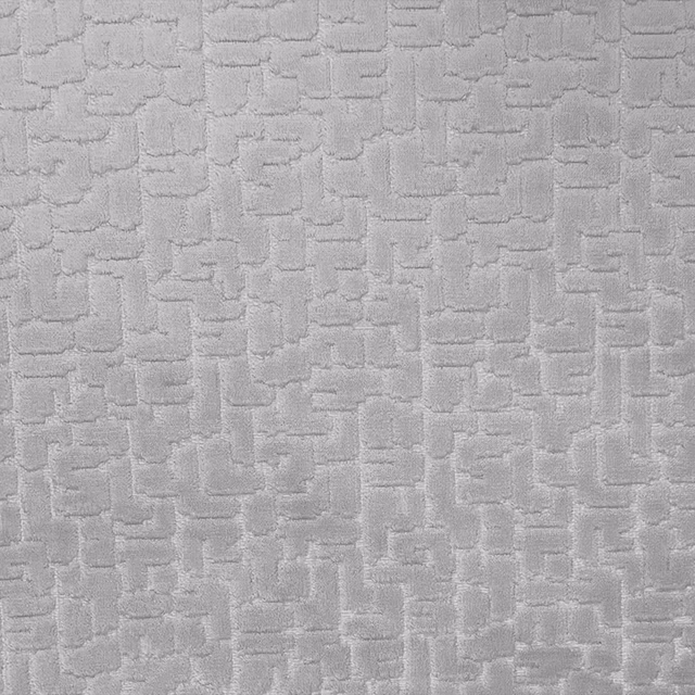 Cool dove-grey fabric with a raised irregular block weave and softly mottled texture