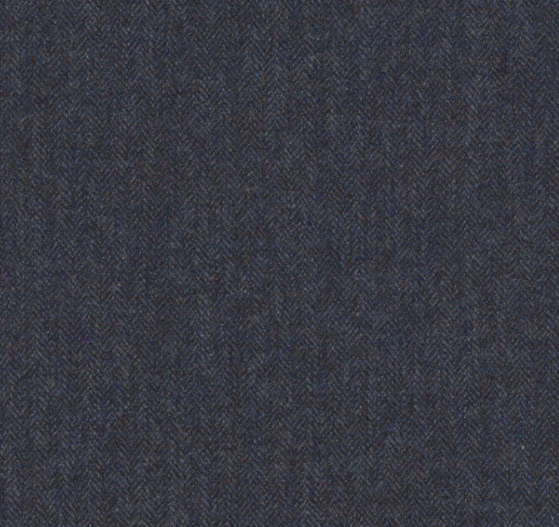 Close view of muted Oxford blue cloth with a fine, shadowed herringbone weave