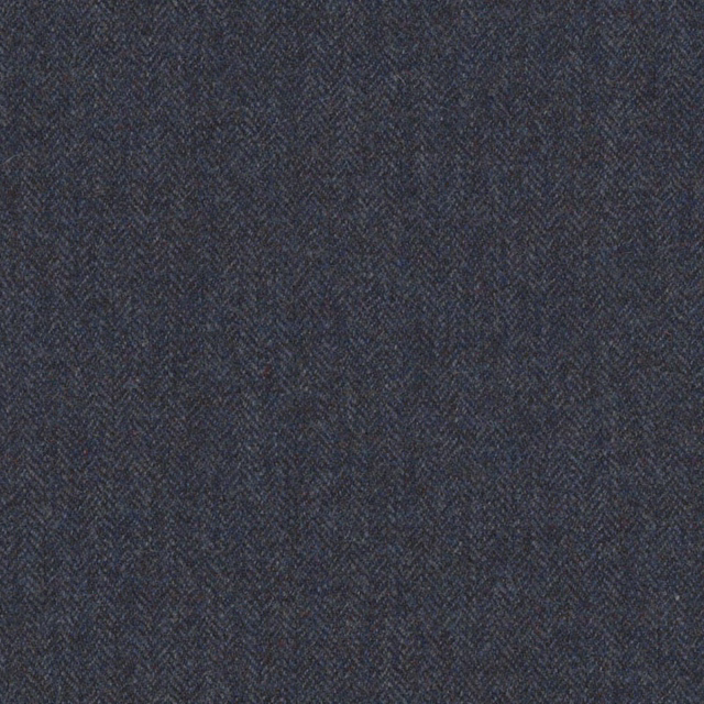 Close view of muted Oxford blue cloth with a fine, shadowed herringbone weave