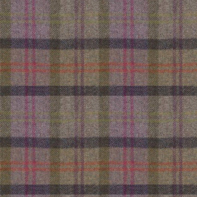 Muted taupe and olive plaid with mauve lines and charcoal bands