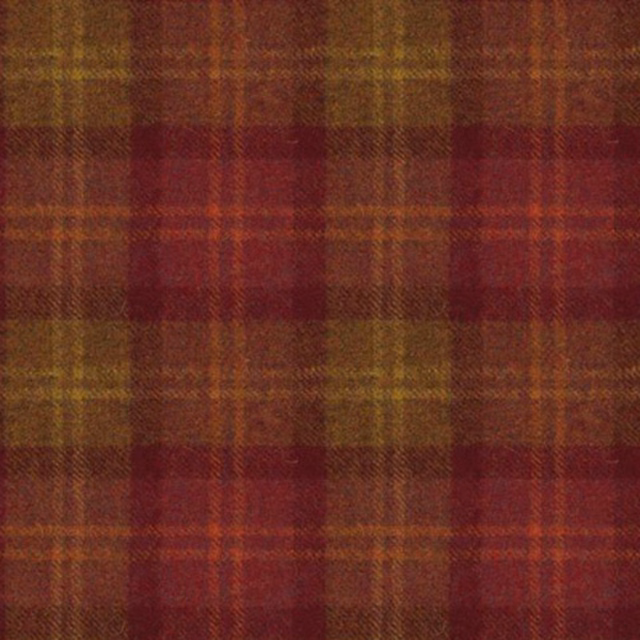 Burgundy and rust plaid swatch with mustard and olive woven lines