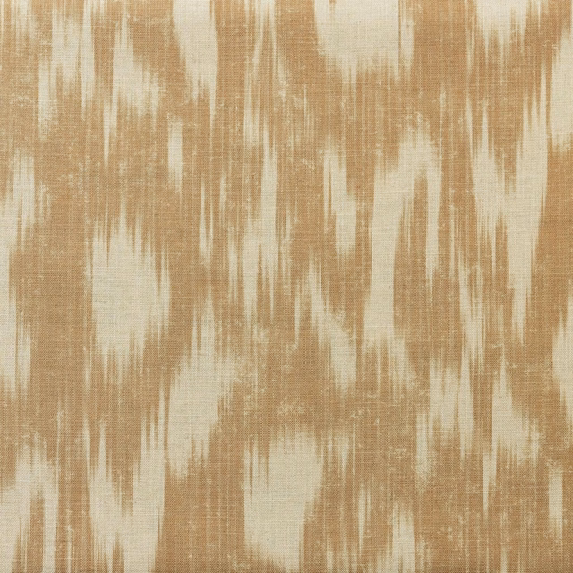 Warm almond fabric with cream vertical brush strokes and visible woven texture
