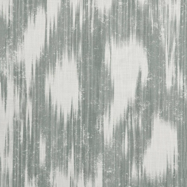 Muted celadon outdoor fabric with pale vertical brushstrokes and woven texture