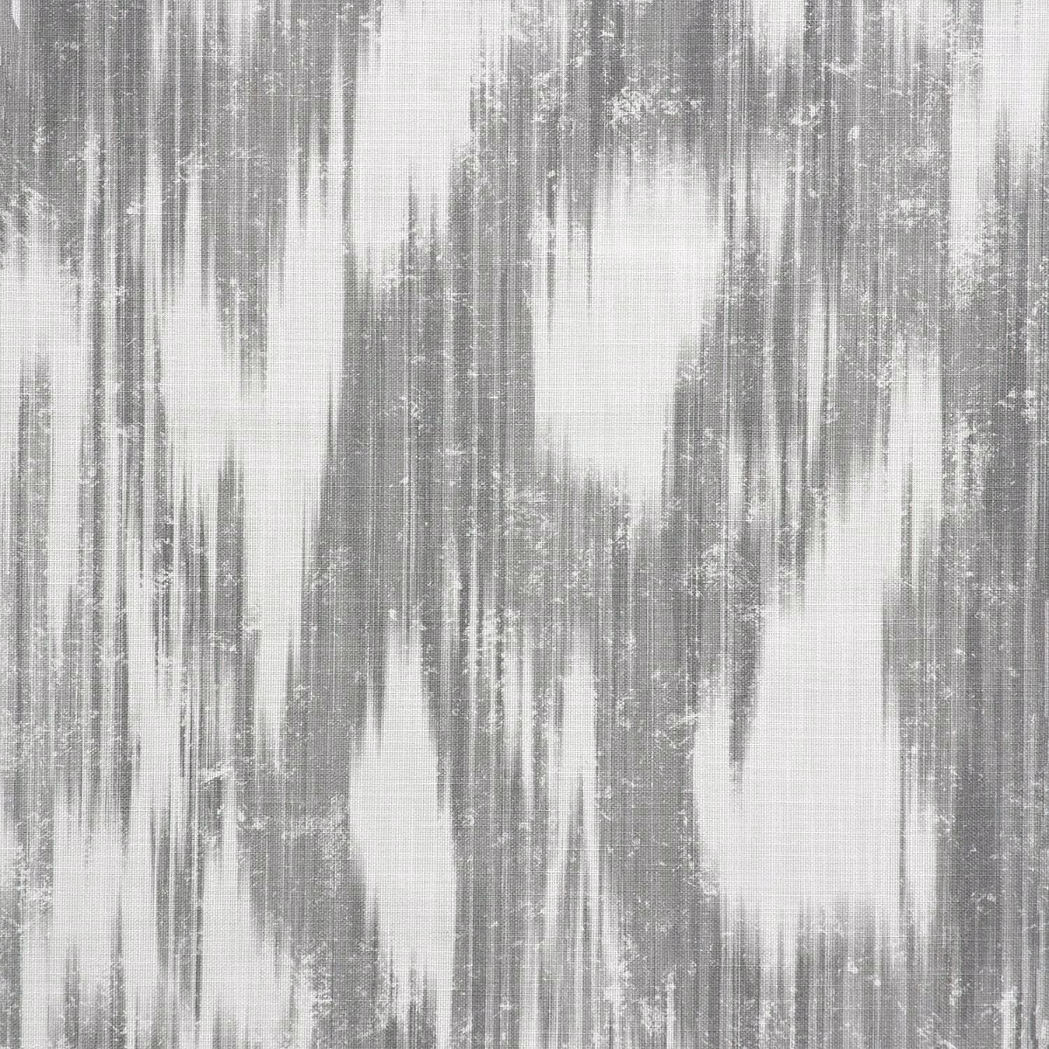 Cool silver-grey and white woven fabric with distressed vertical brushstroke bands