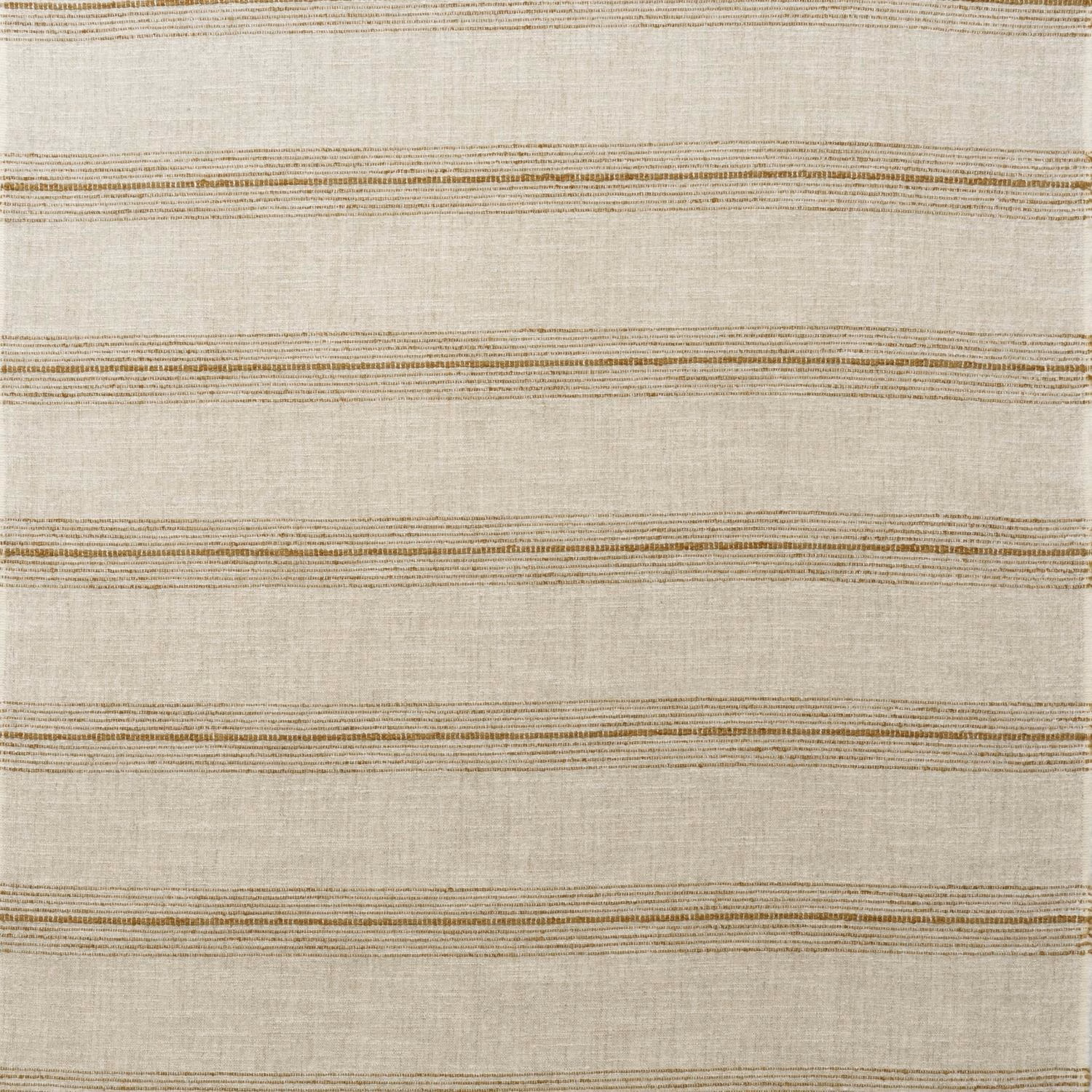 Ivory woven fabric with fine ochre horizontal stripe bands and subtle slub texture