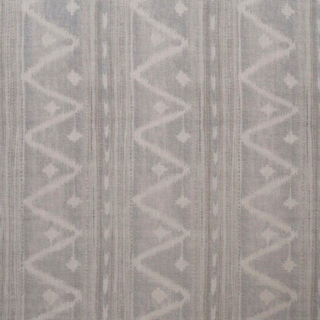Pale cloud-grey woven fabric with vertical zigzags, diamonds and fine linear texture
