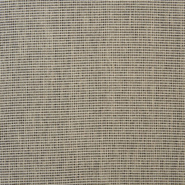 Close-up of muted taupe-grey outdoor fabric with a fine checked woven texture