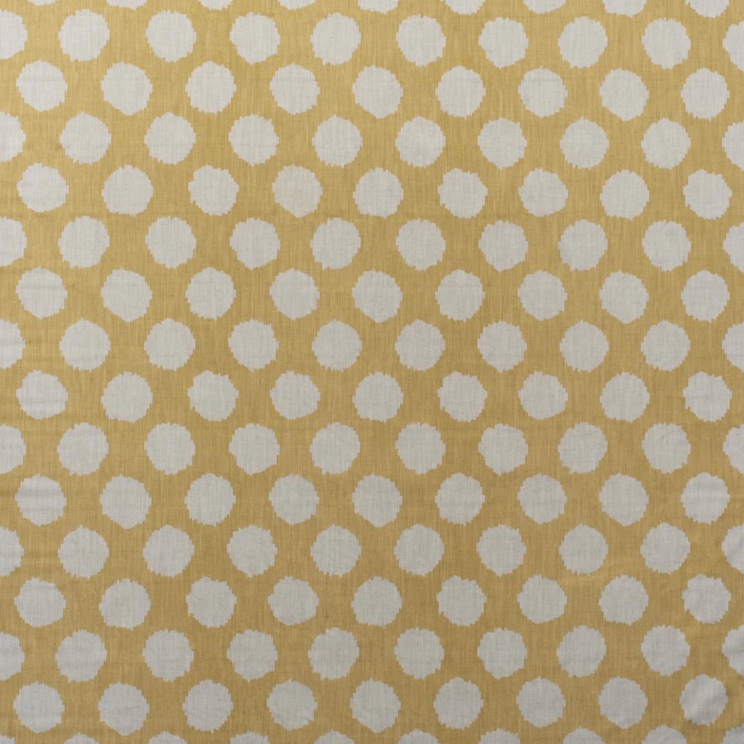 Warm barley beige cotton with staggered off-white rounded motifs and fine vertical texture