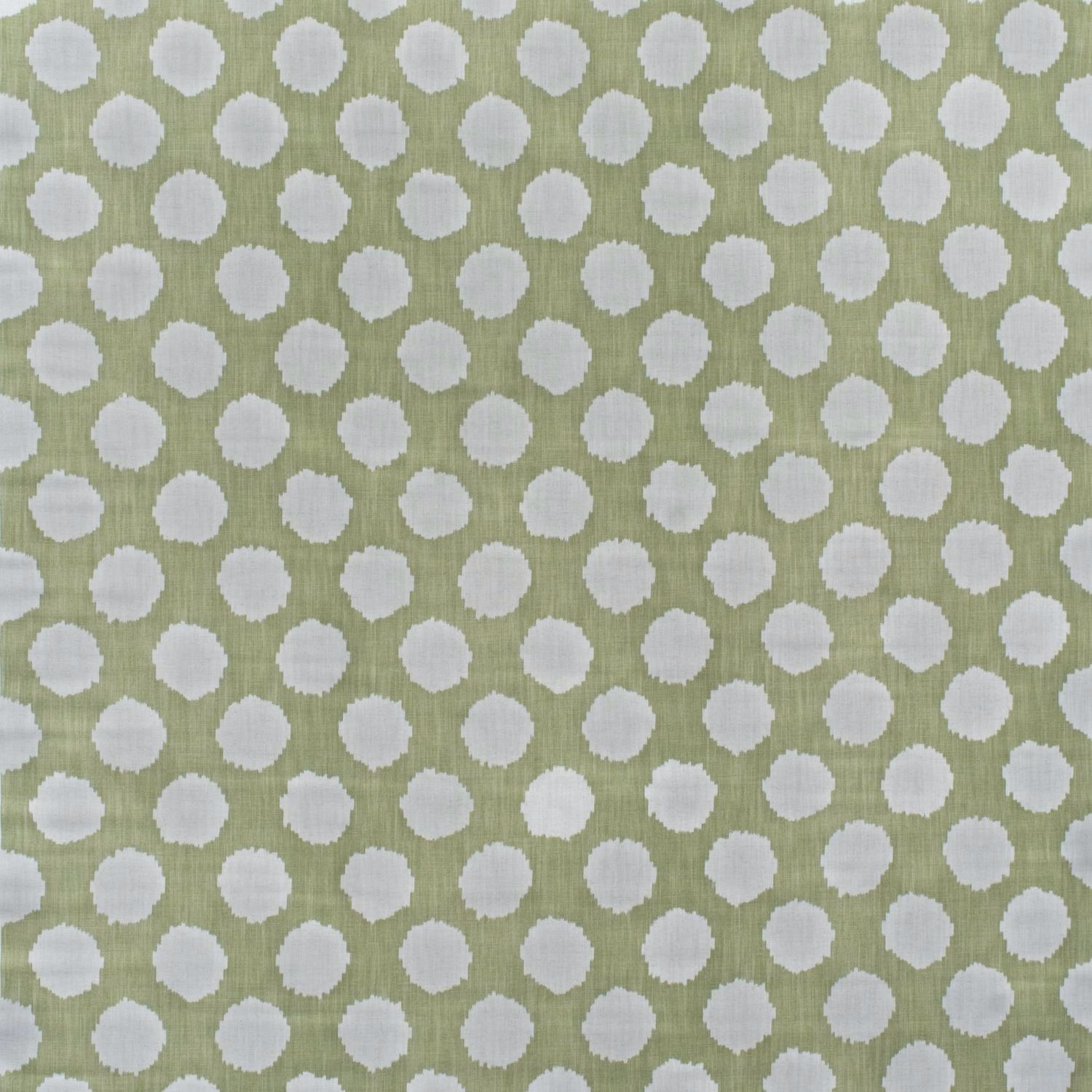 Muted fennel-green cotton with irregular chalk-white dots and fine woven texture