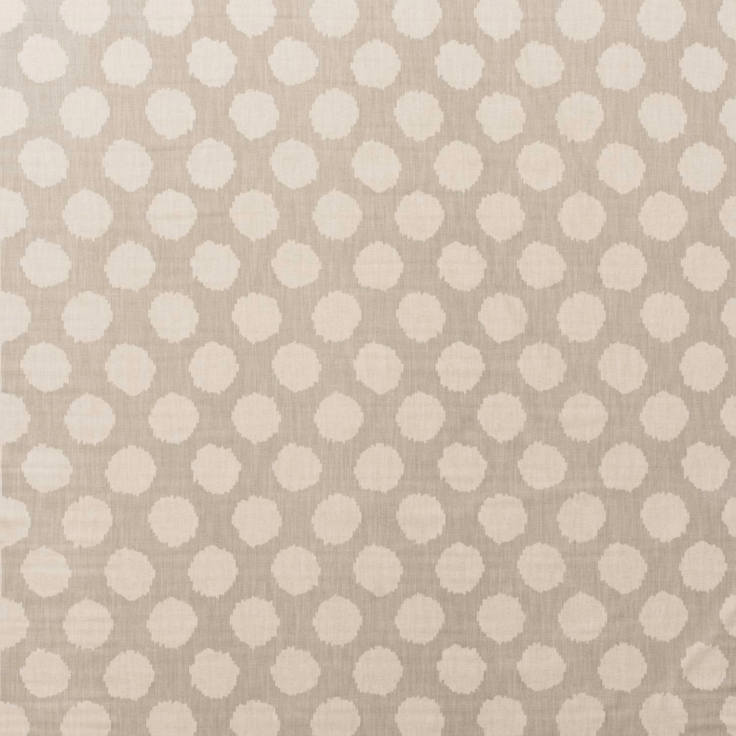 Warm stone cotton ground with off-white irregular beehive motifs and fine vertical grain