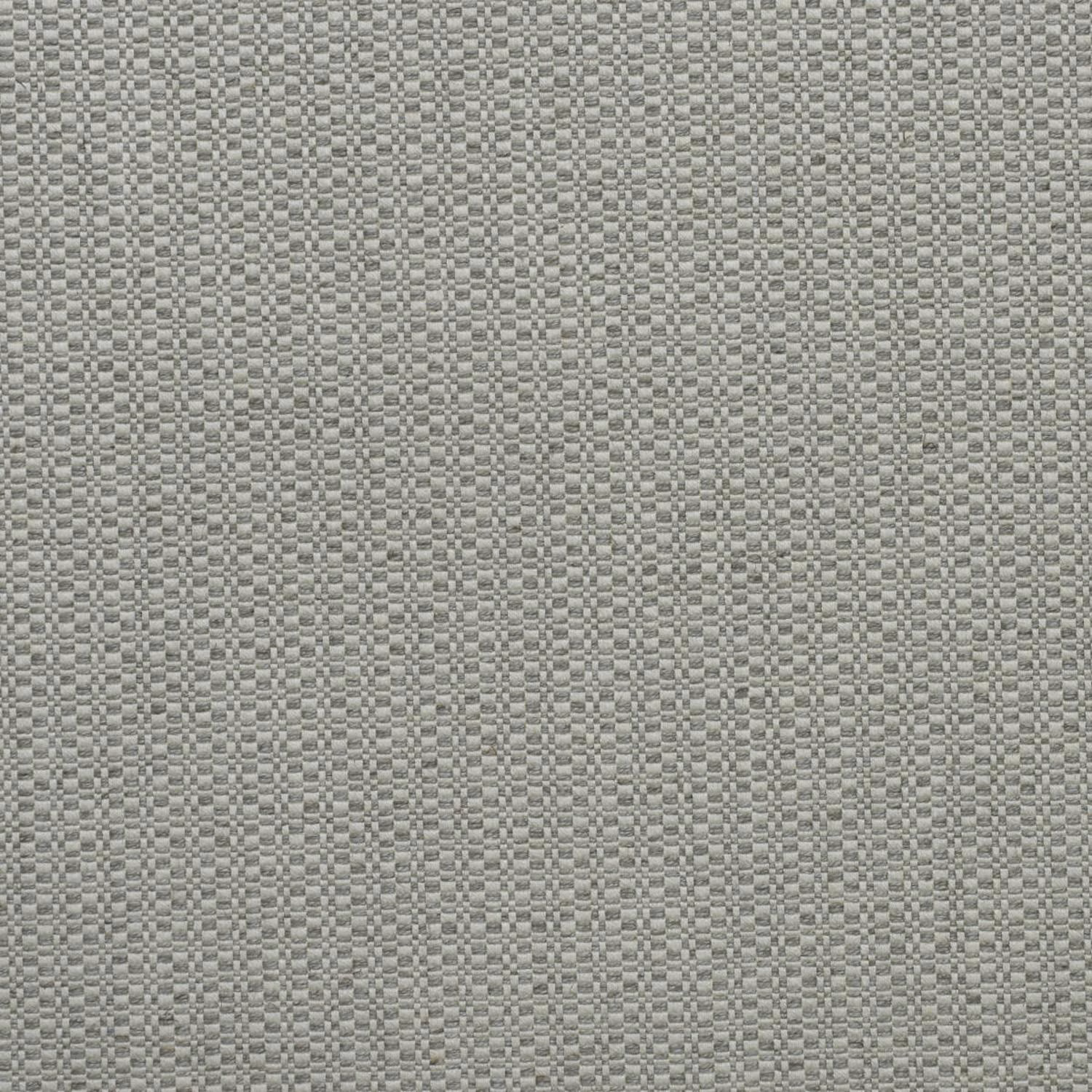Close-up of Birch Fog fabric in cool grey with a fine woven checker texture