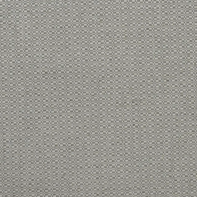 Close-up of Birch Fog fabric in cool grey with a fine woven checker texture