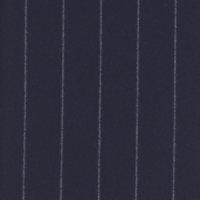Deep navy fabric with fine blue-grey vertical woven stripes and a softly textured surface