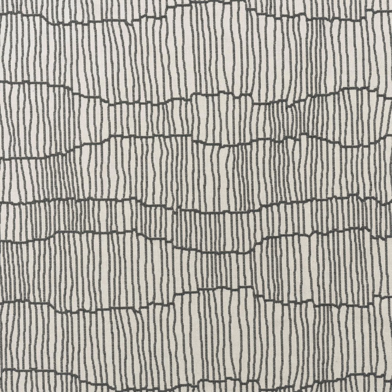 Pale grey textile with charcoal vertical lines forming irregular rectangular blocks