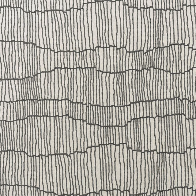 Pale grey textile with charcoal vertical lines forming irregular rectangular blocks