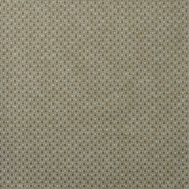 Muted taupe-khaki woven fabric with a tiny linked geometric pattern