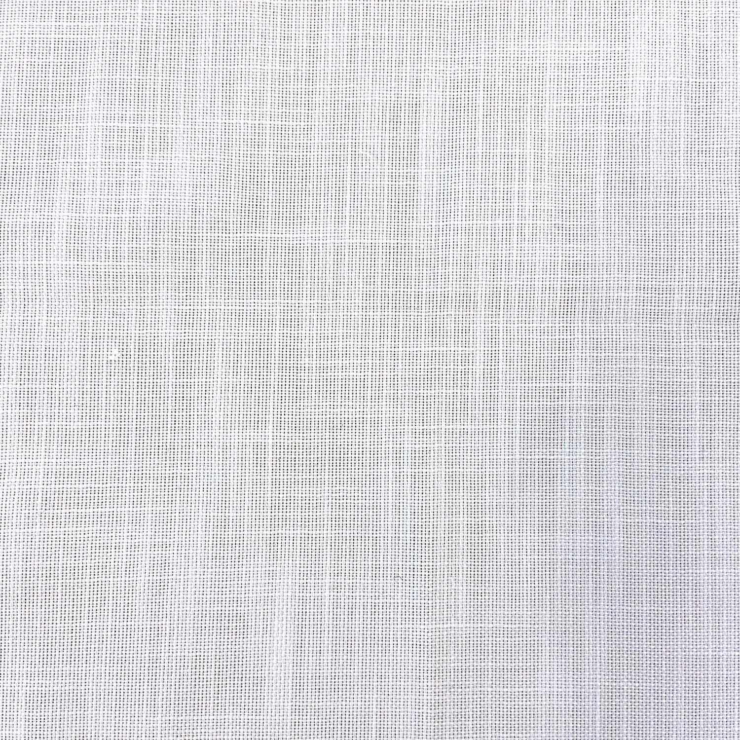 Close-up of chalk-white woven outdoor fabric with a fine grey-white grid texture