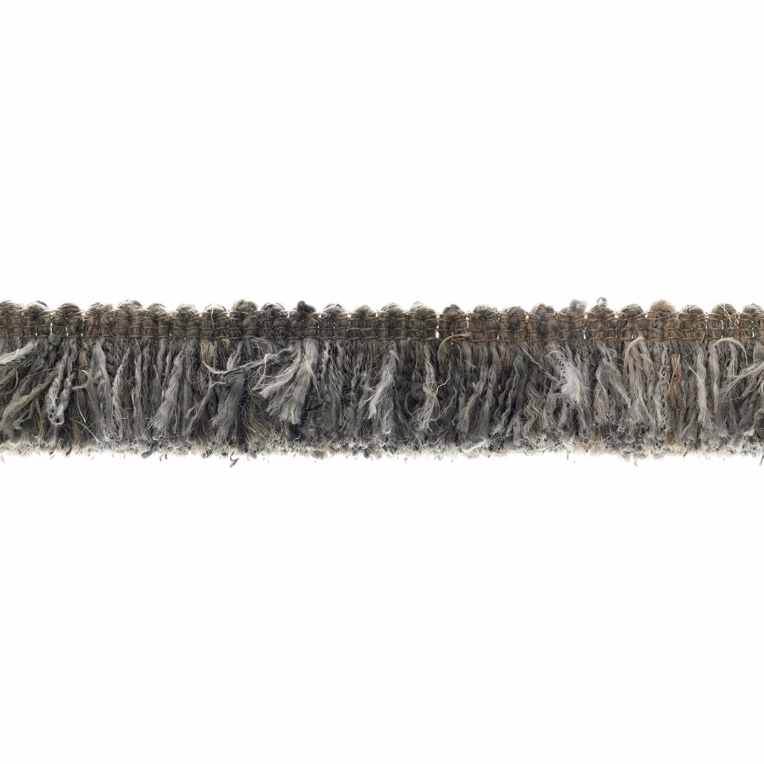 Shaggy storm-grey fringe with charcoal, taupe and pale grey fibres