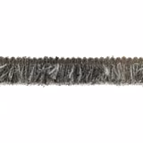 Shaggy storm-grey fringe with charcoal, taupe and pale grey fibres