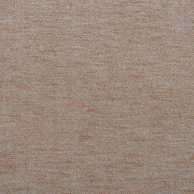 Warm biscuit beige woven herringbone fabric with blush and terracotta flecks