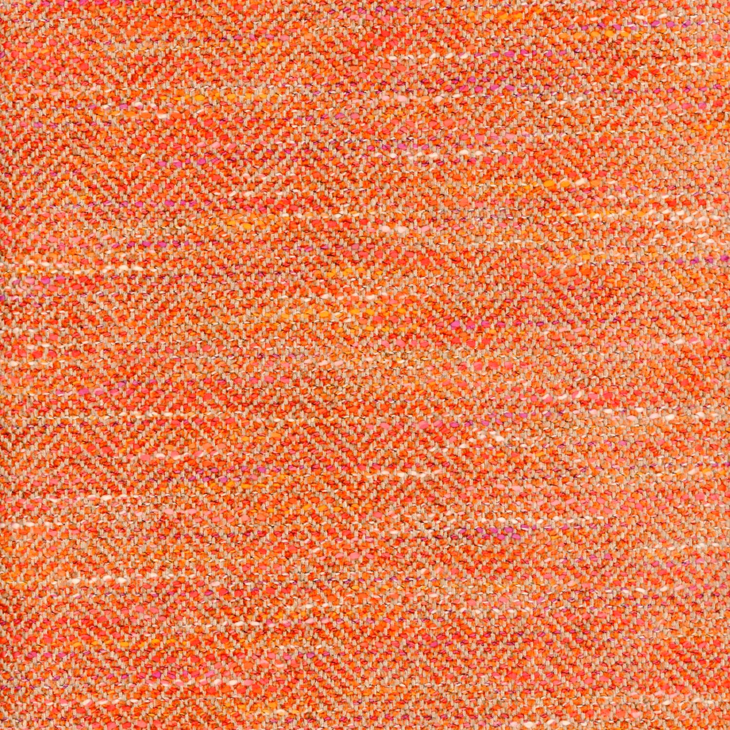 Close-up of cinnamon orange textured weave with coral, pink, red and cream flecks