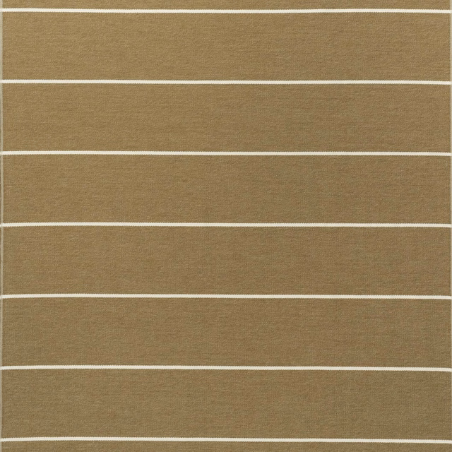 Warm taupe woven fabric with evenly spaced horizontal ivory stripes