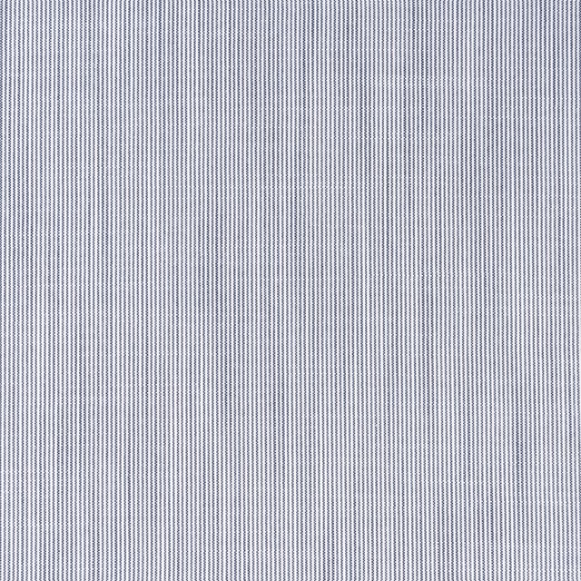 Close-up of cool navy and pale grey fine vertical stripe outdoor fabric