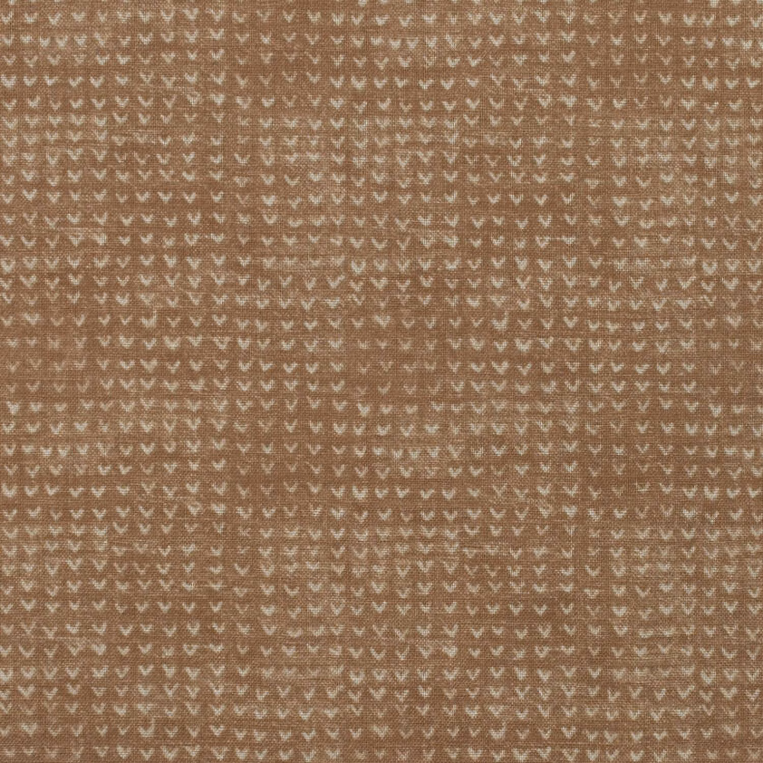 Warm taupe-brown woven fabric with rows of tiny cream chevron motifs