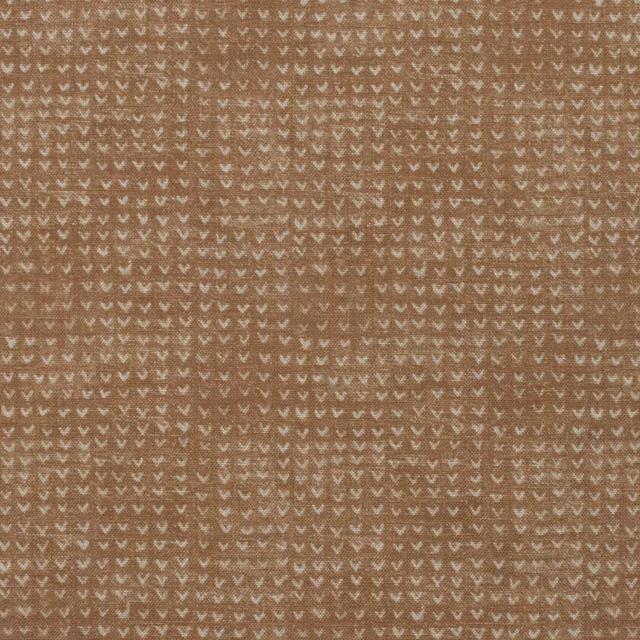 Warm taupe-brown woven fabric with rows of tiny cream chevron motifs