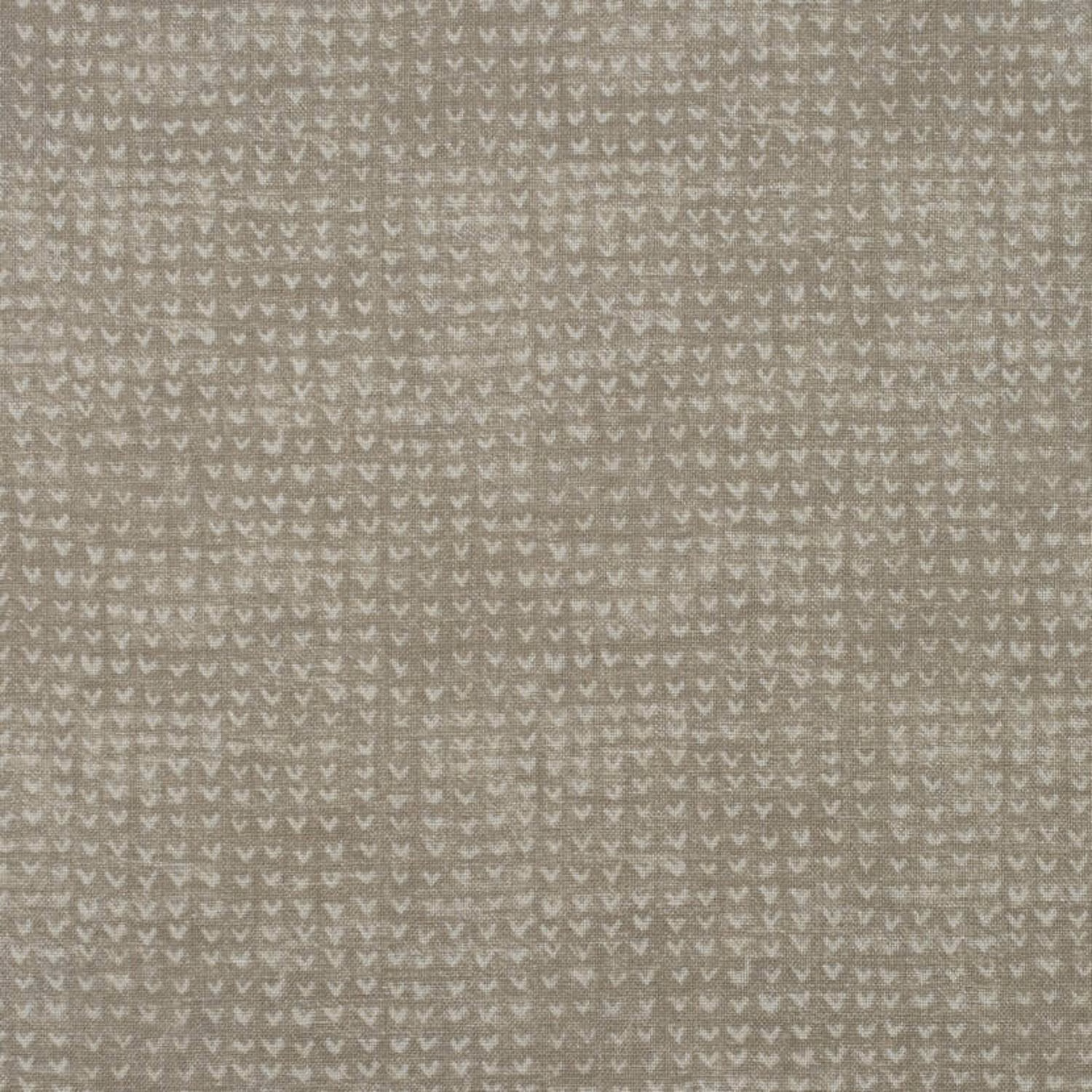 Taupe-grey woven fabric with tiny pale twig motifs and a softly mottled texture