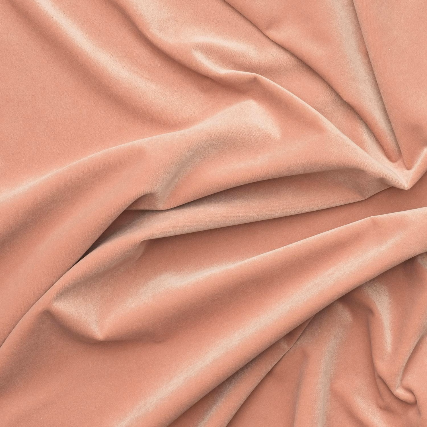Gathered blush-pink velvet swatch with soft sheen and dusky rose shadows