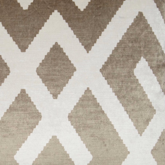 Warm taupe and ivory Fitzroy fabric with large angular diamond weave