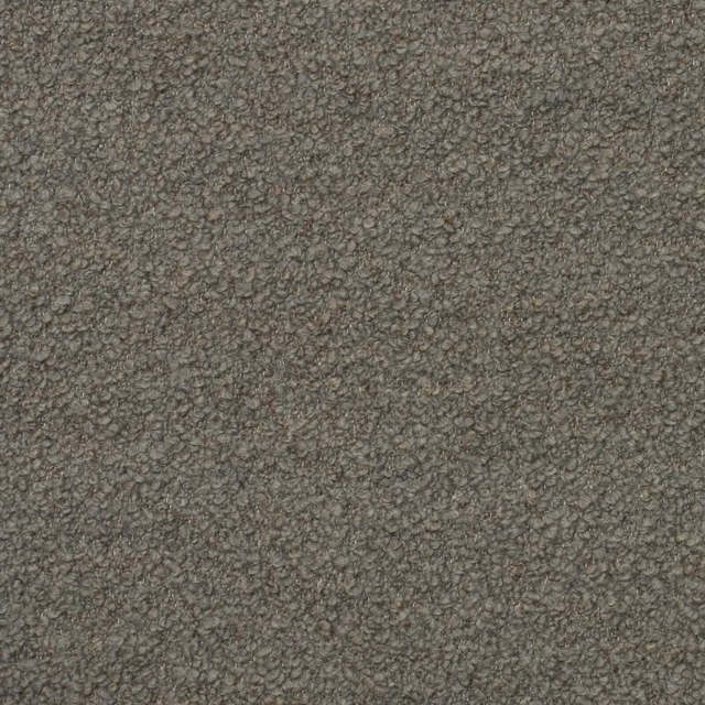 Close-up of warm taupe fleece fabric with dense curly grey-brown texture
