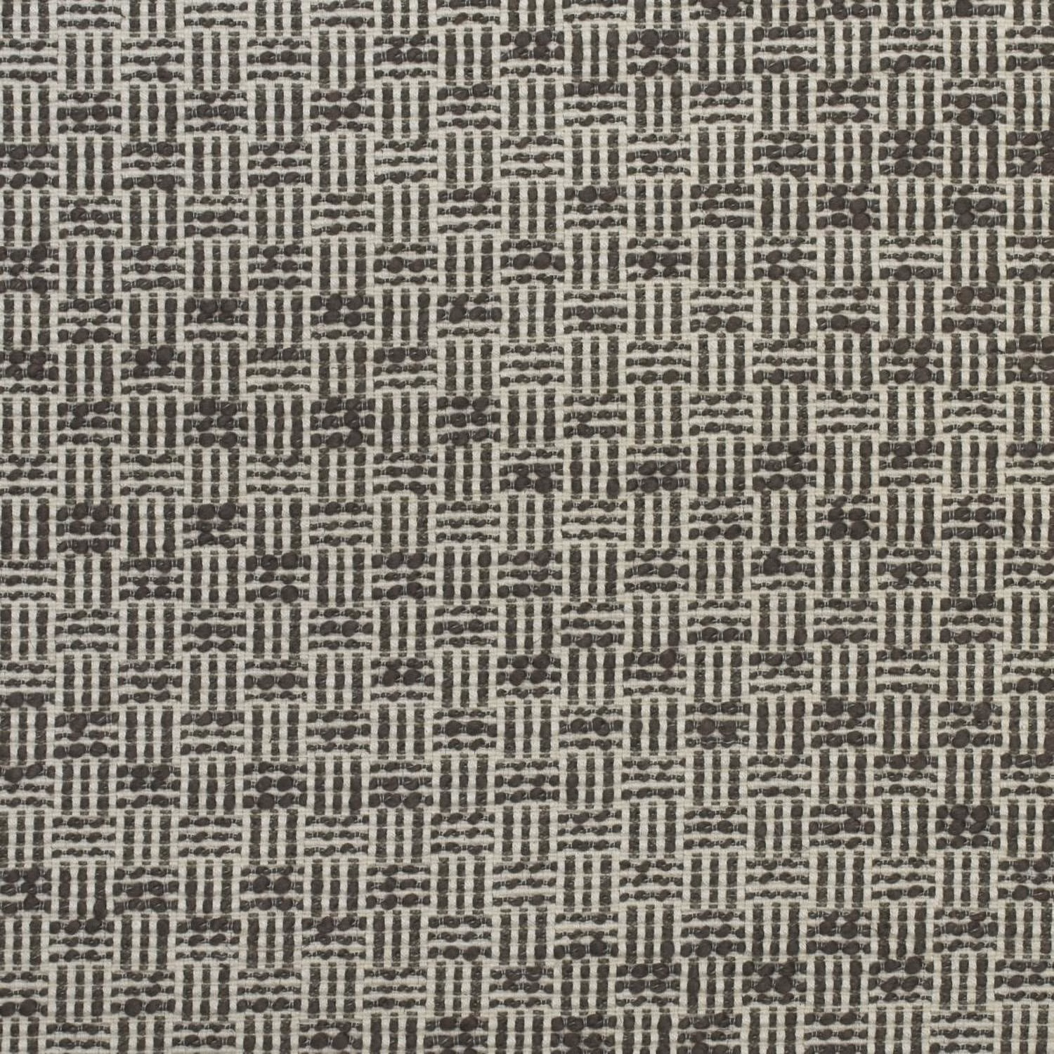 Charcoal and taupe woven fabric with a small geometric grid pattern
