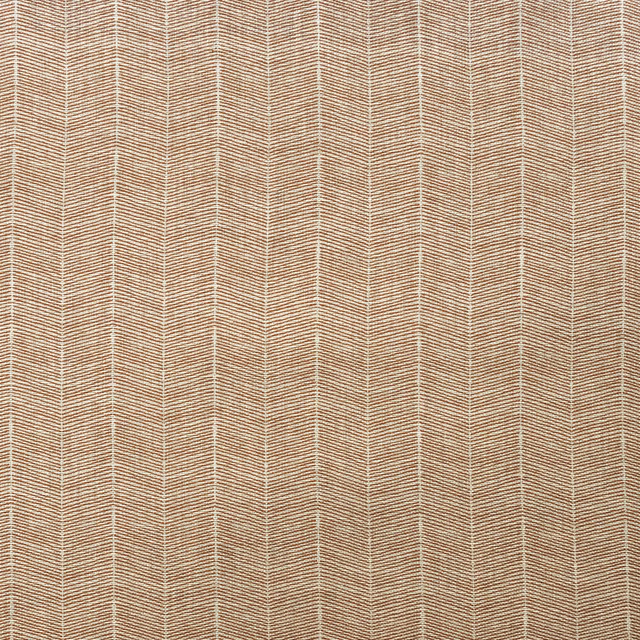 Muted terracotta woven fabric with fine pale vertical chevron furrows