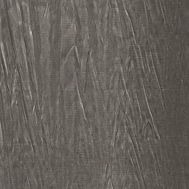Charcoal grey fabric with fine horizontal weave and long irregular crinkled streaks