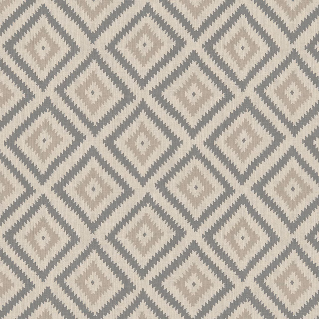 Close view of Glacier Storm fabric with cool grey and taupe diamond weave