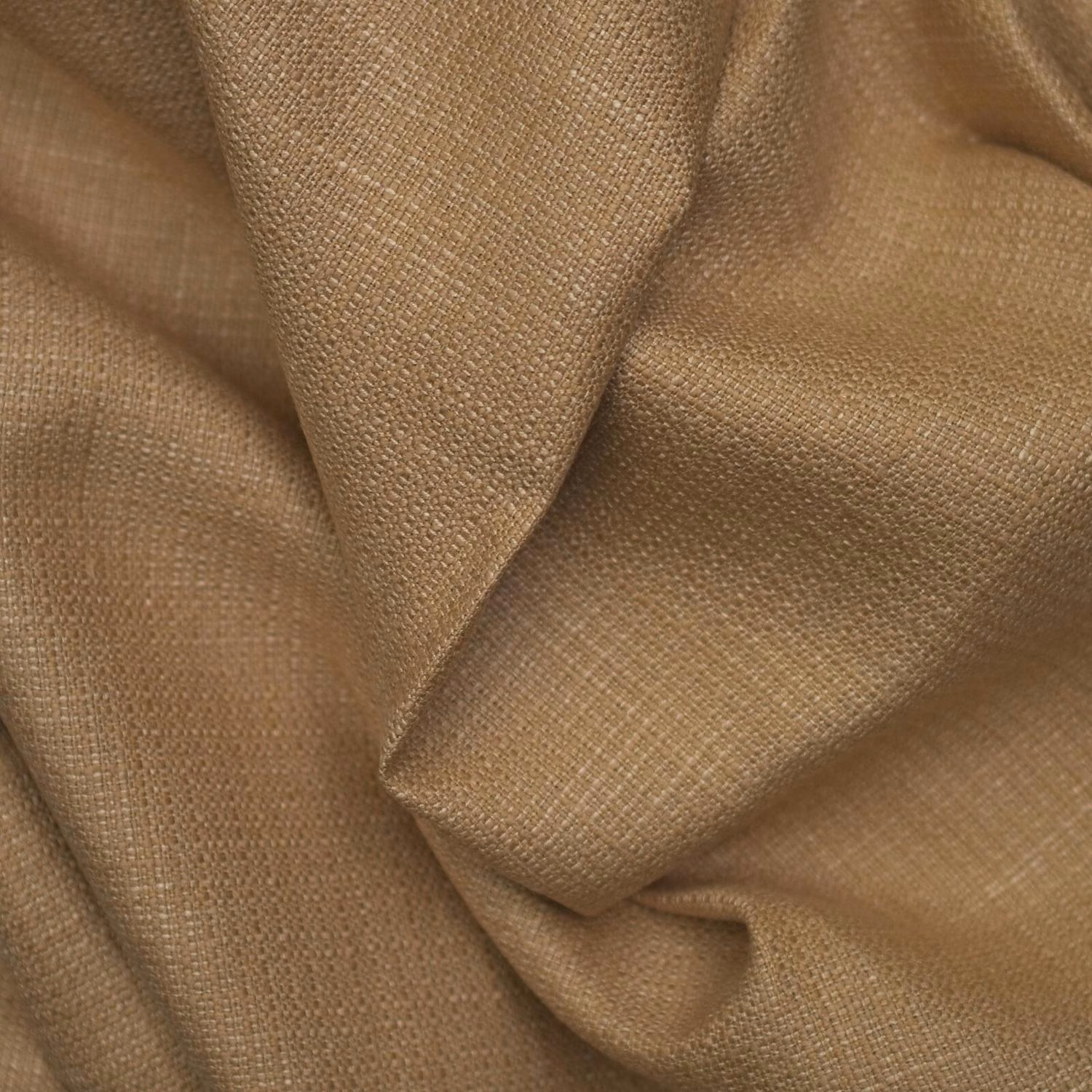 Warm hazel-brown fabric with a fine crosshatch weave gathered into soft folds