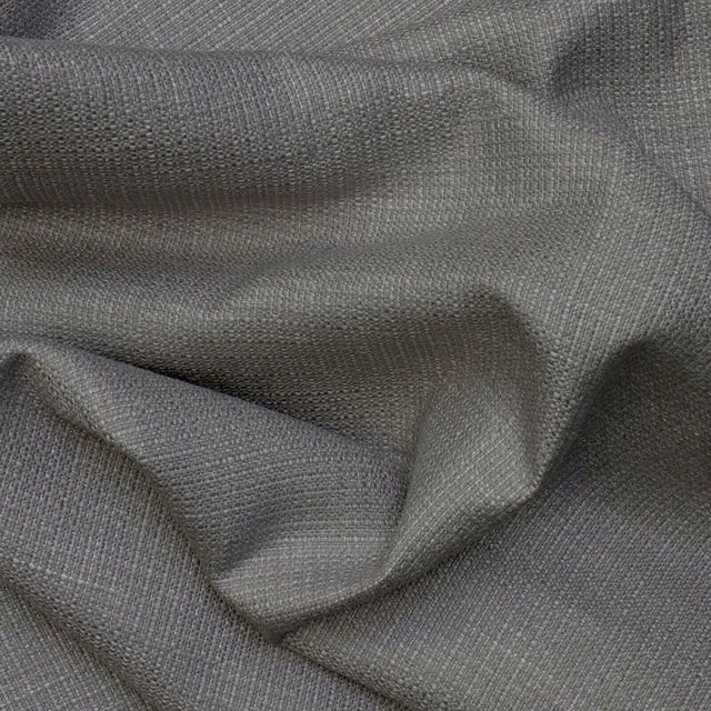 Cool charcoal-grey plain weave gathered into softly sculptural folds