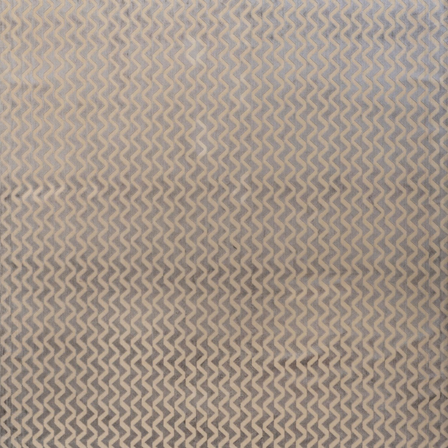 Smoke-grey epingle velvet with warm taupe repeating zigzag texture